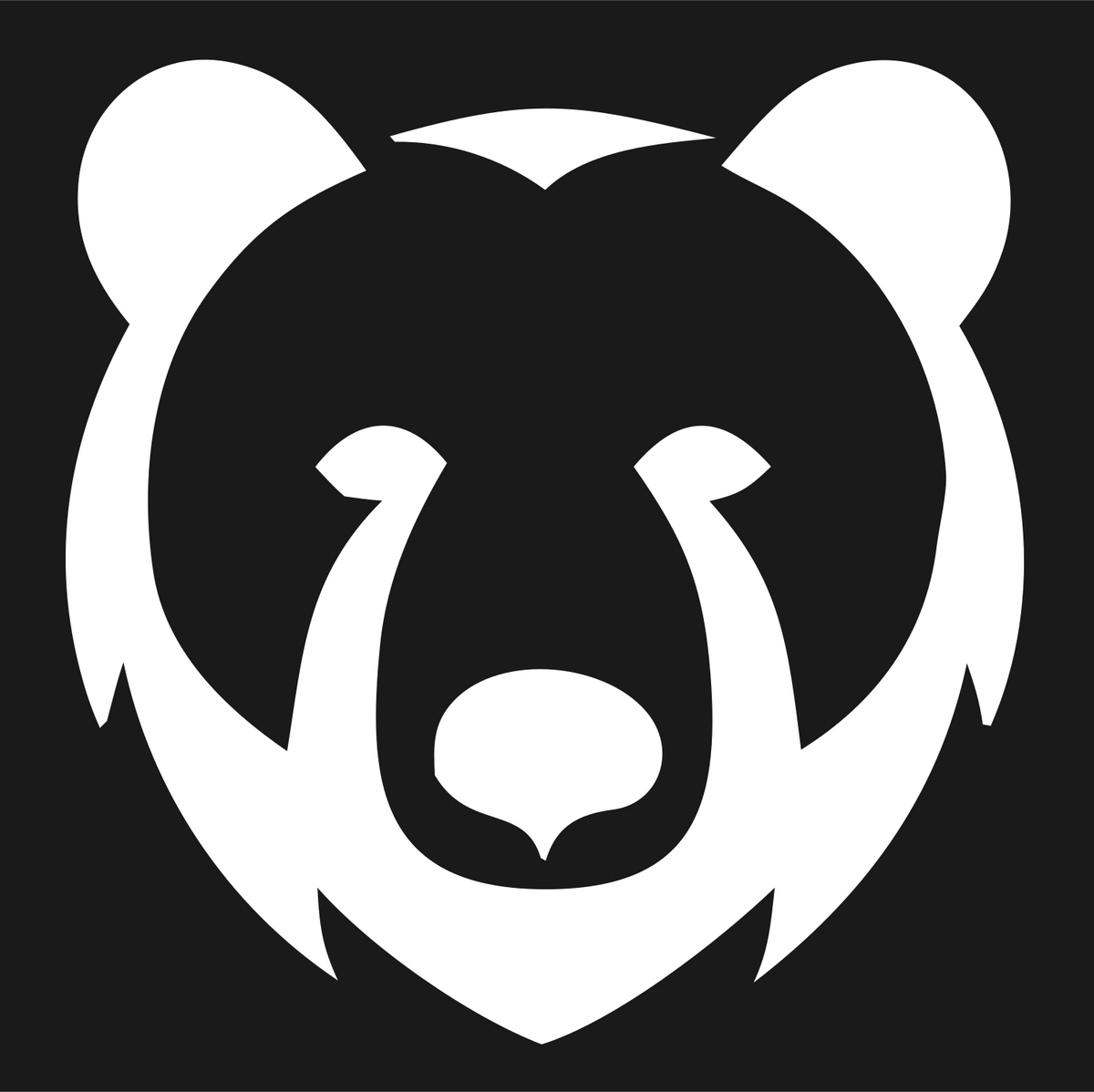 Bold Brushstroke Grizzly Face Mark #1a1a1a/#ffffff