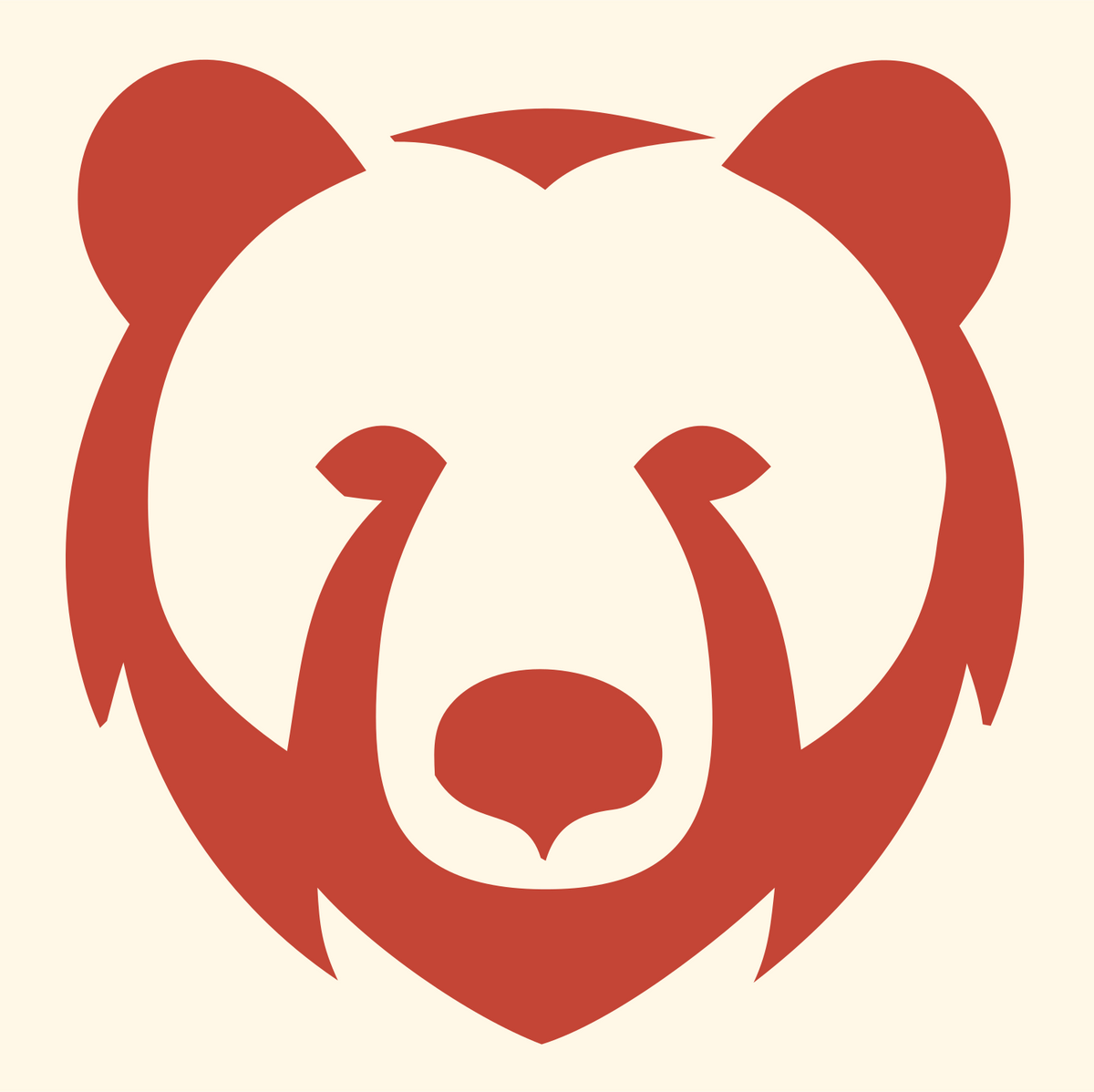 Bold Brushstroke Grizzly Face Mark #fff8e7/#c44536