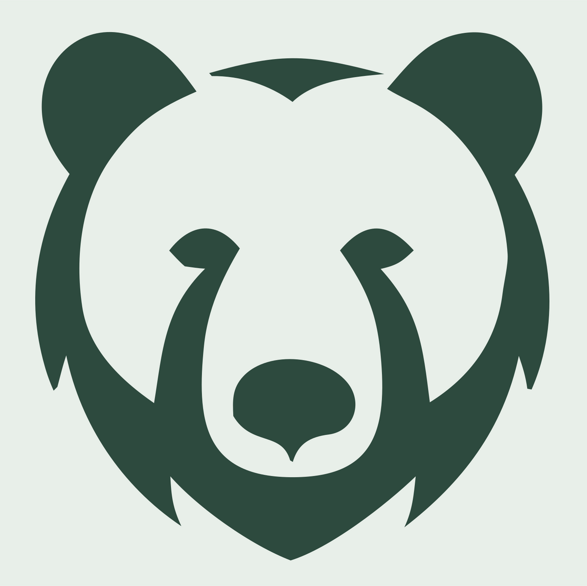 Bold Brushstroke Grizzly Face Mark #e8efe9/#2d4a3e