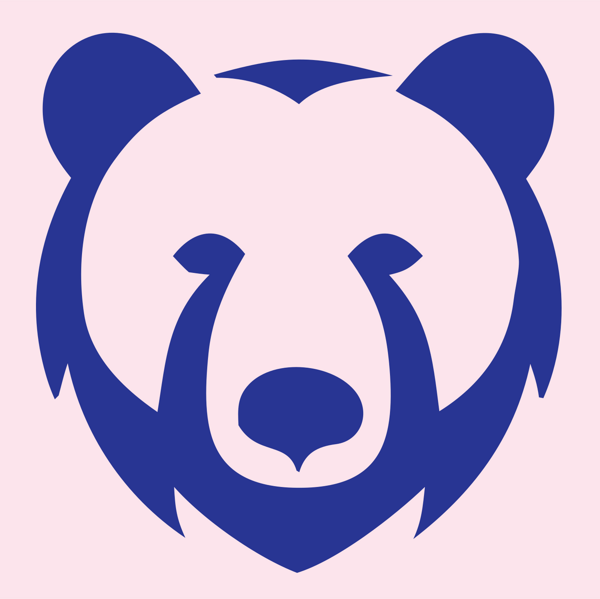 Bold Brushstroke Grizzly Face Mark #fce4ec/#283593