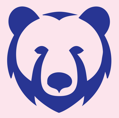Bold Brushstroke Grizzly Face Mark #fce4ec/#283593