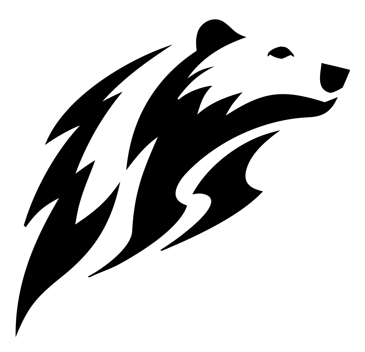 Tribal Flame Bear Charging Silhouette Mark #ffffff/#000000