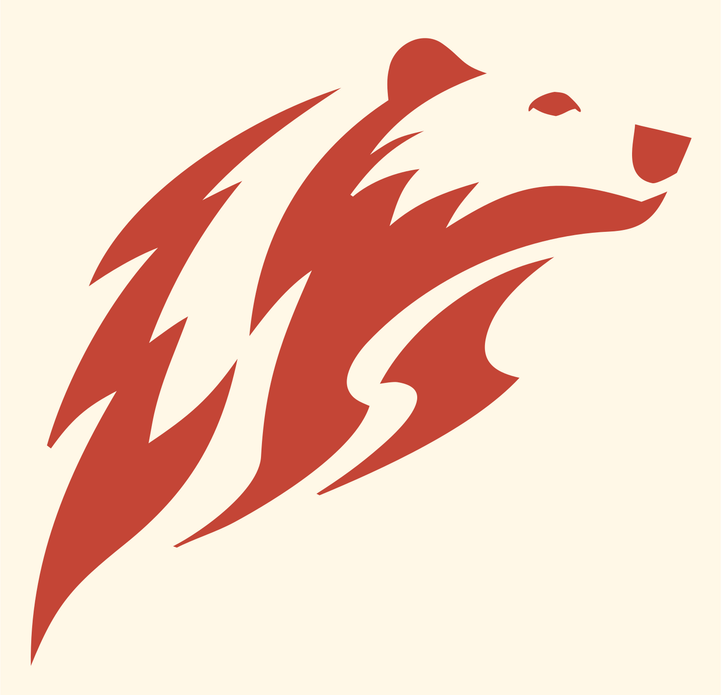 Tribal Flame Bear Charging Silhouette Mark #fff8e7/#c44536