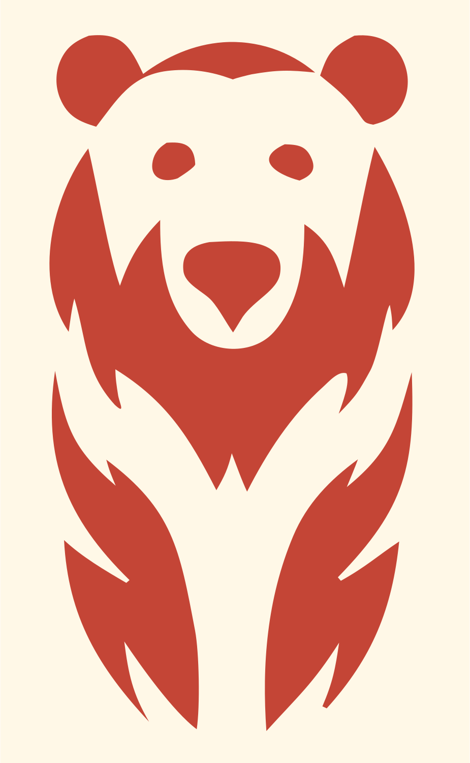 Hand-Drawn Seated Grizzly Bear Mark #fff8e7/#c44536