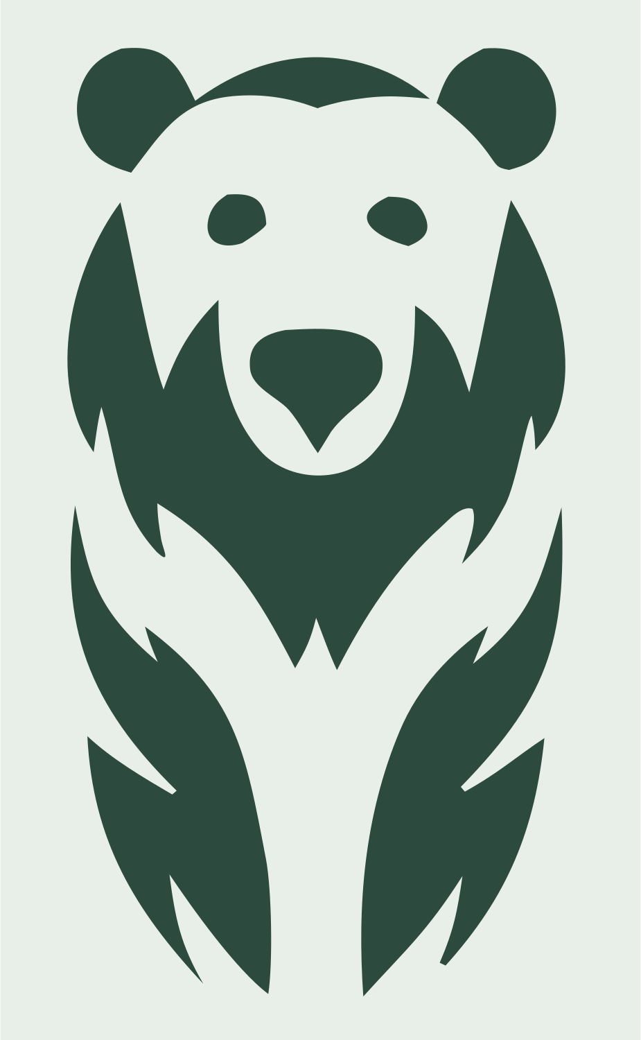 Hand-Drawn Seated Grizzly Bear Mark #e8efe9/#2d4a3e