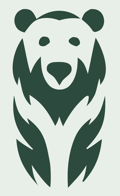 Hand-Drawn Seated Grizzly Bear Mark #e8efe9/#2d4a3e