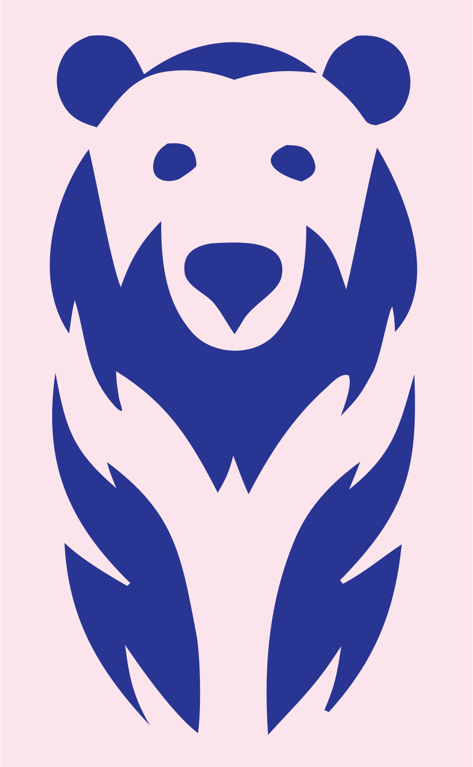 Hand-Drawn Seated Grizzly Bear Mark #fce4ec/#283593