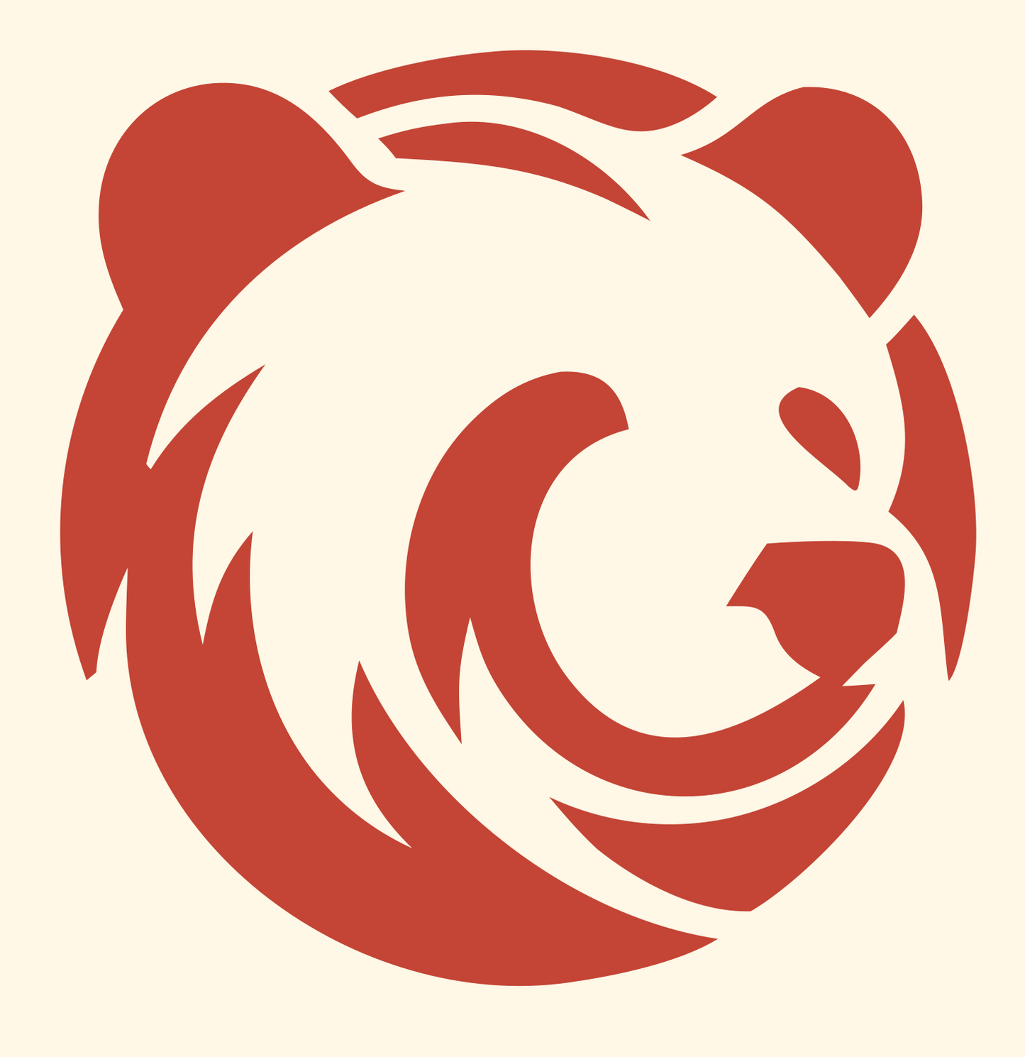 Grizzly Bear Head Logo #fff8e7/#c44536