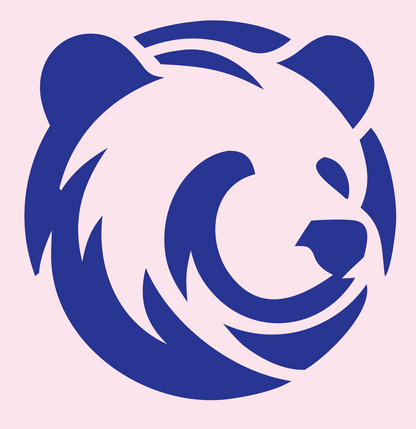 Grizzly Bear Head Logo #fce4ec/#283593