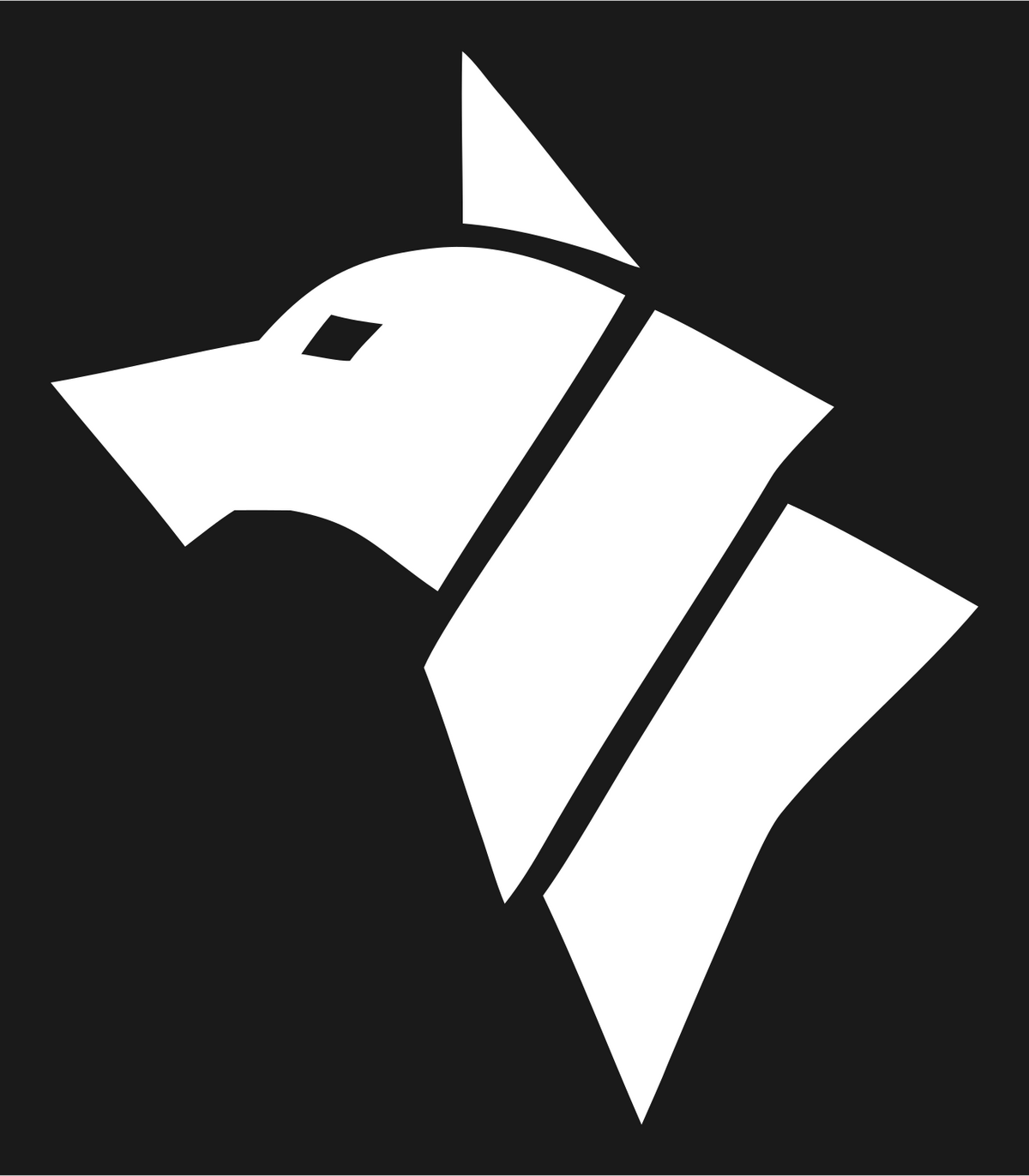Sliced Layered Wolf Head Side Mark #1a1a1a/#ffffff