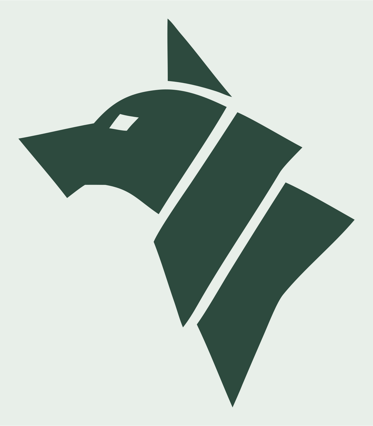 Sliced Layered Wolf Head Side Mark #e8efe9/#2d4a3e