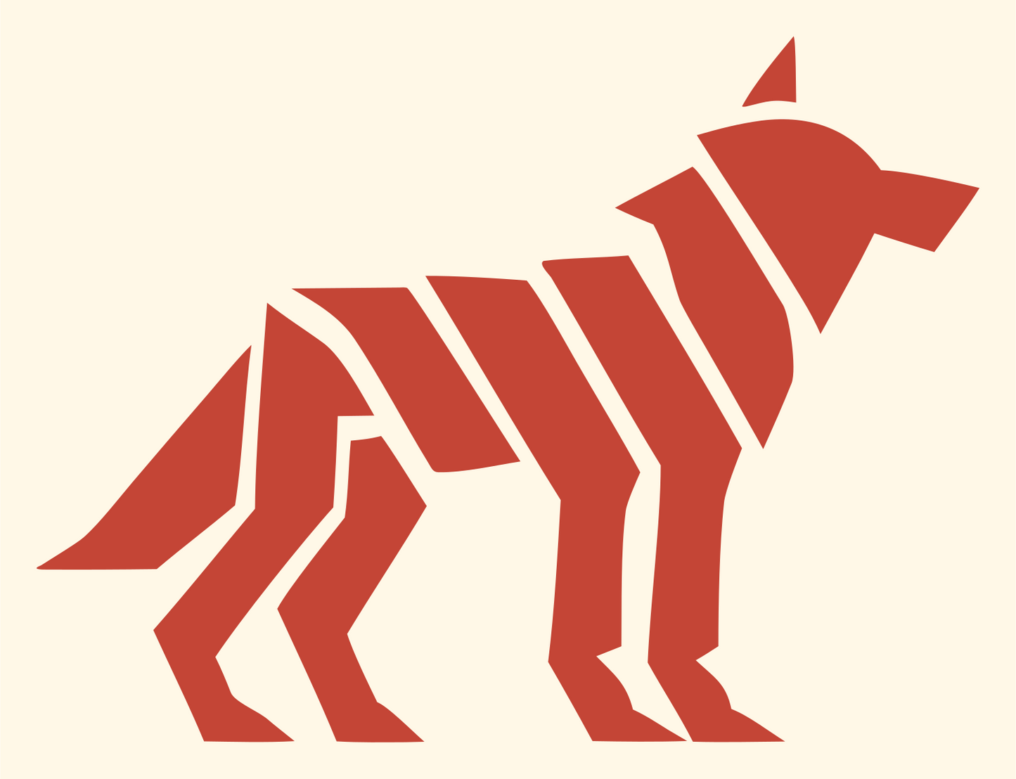 Layered Diagonal Stripe Wolf Body Mark #fff8e7/#c44536