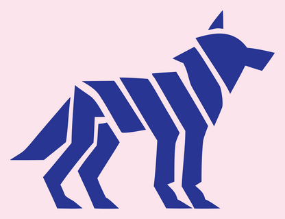 Layered Diagonal Stripe Wolf Body Mark #fce4ec/#283593