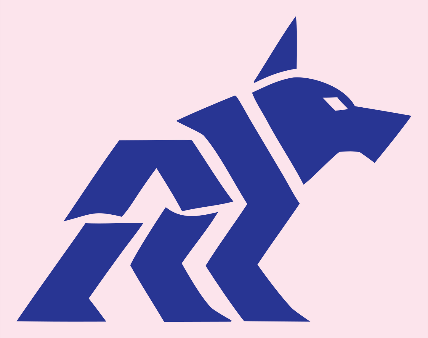 Layered Overlap Stalking Wolf Body Mark #fce4ec/#283593