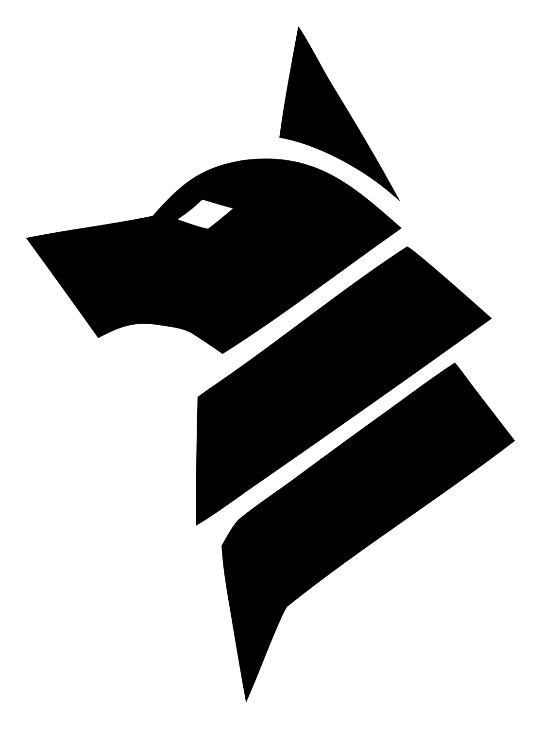 Sliced Overlap Side-Profile Wolf Head Mark #ffffff/#000000