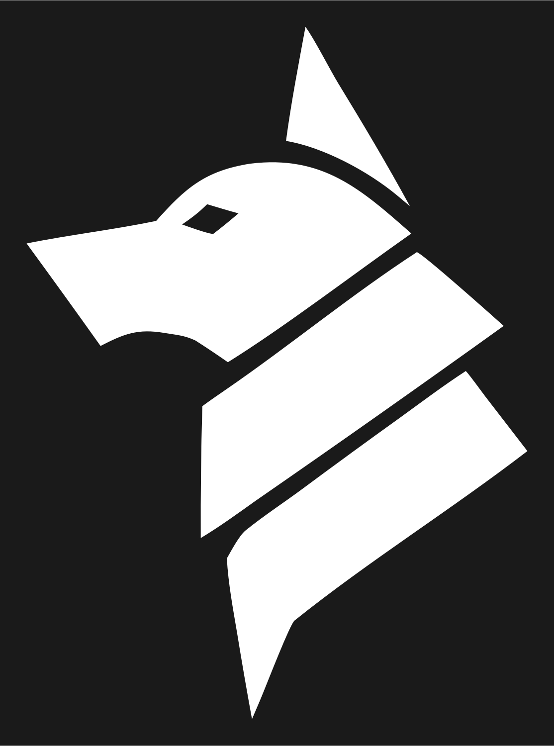 Sliced Overlap Side-Profile Wolf Head Mark #1a1a1a/#ffffff