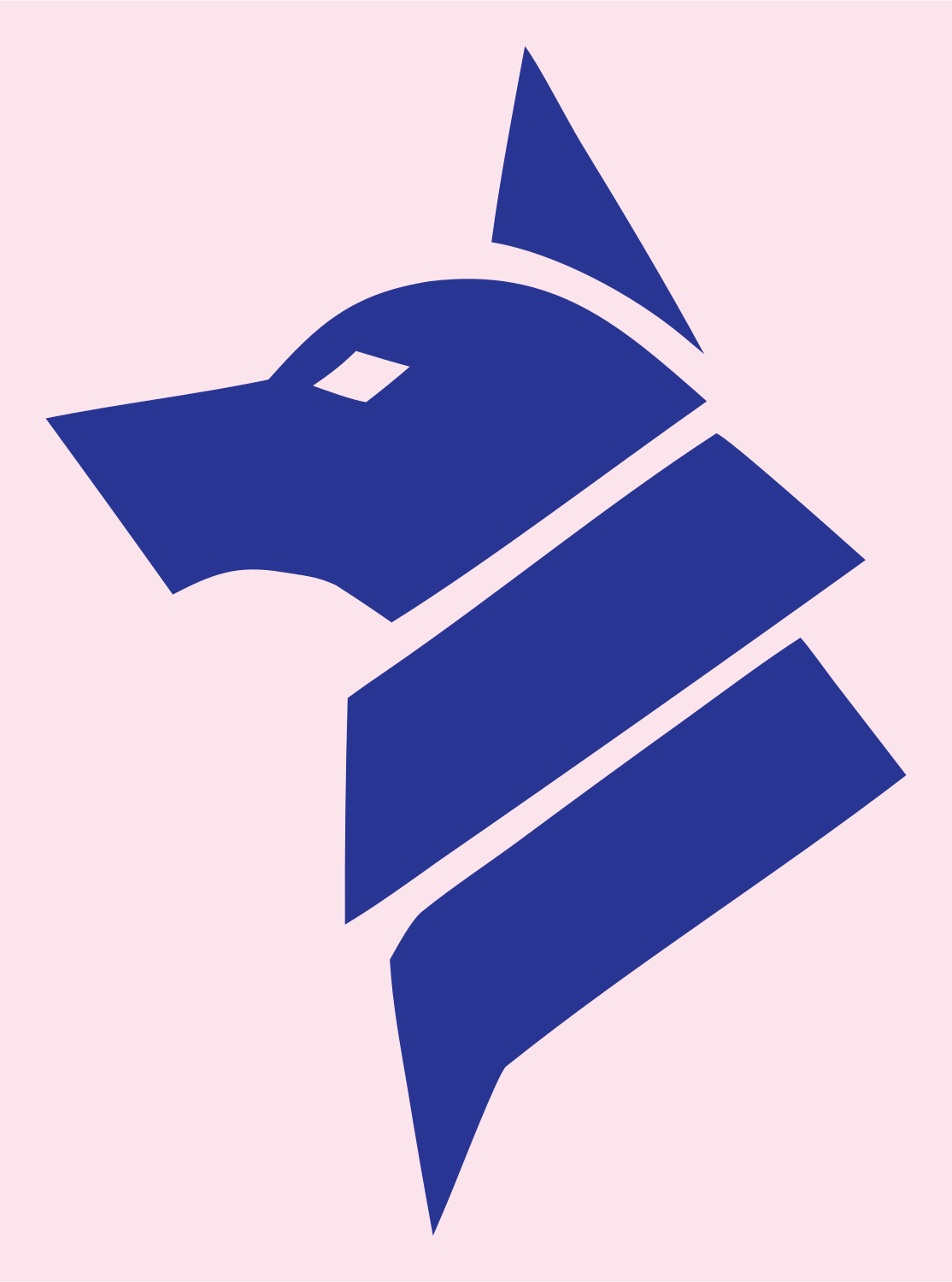 Sliced Overlap Side-Profile Wolf Head Mark #fce4ec/#283593