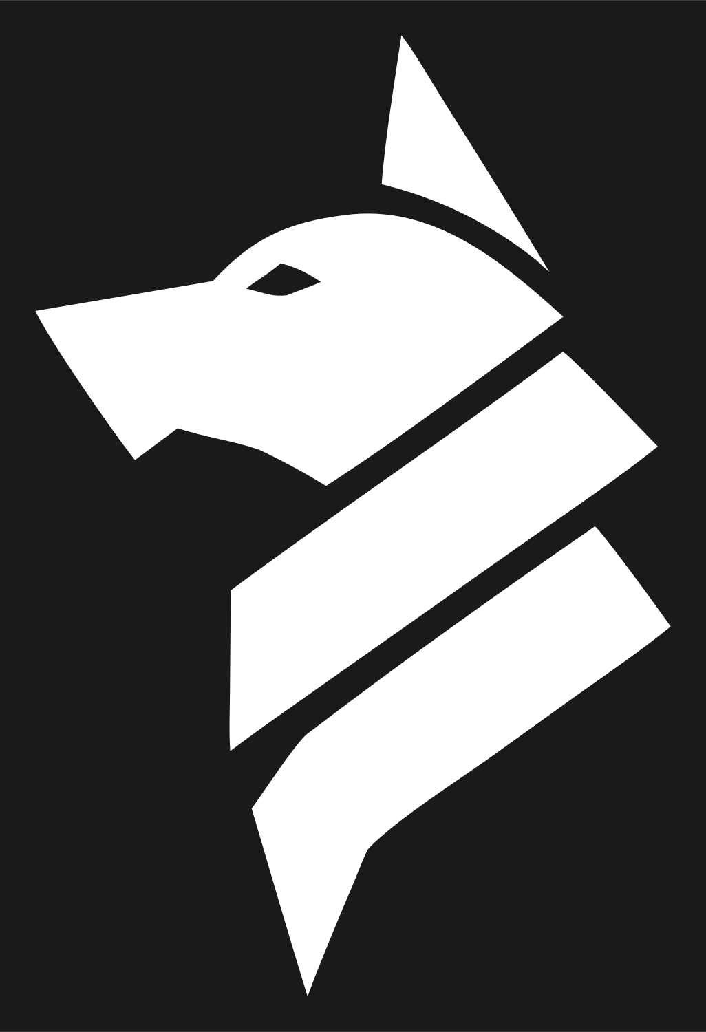 Sliced Layered Wolf Head Side Mark #1a1a1a/#ffffff
