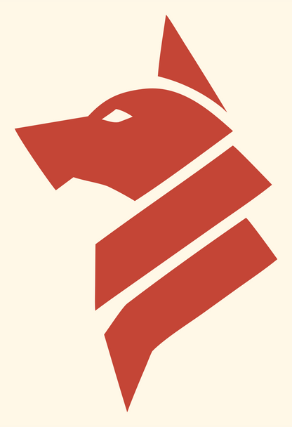 Sliced Layered Wolf Head Side Mark #fff8e7/#c44536
