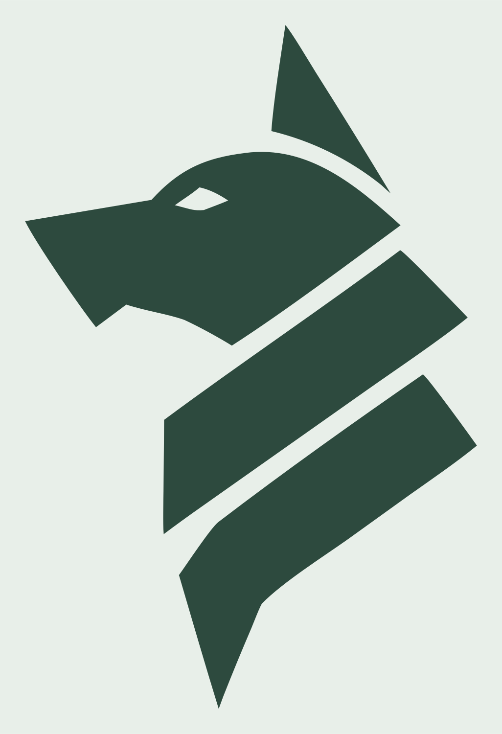 Sliced Layered Wolf Head Side Mark #e8efe9/#2d4a3e