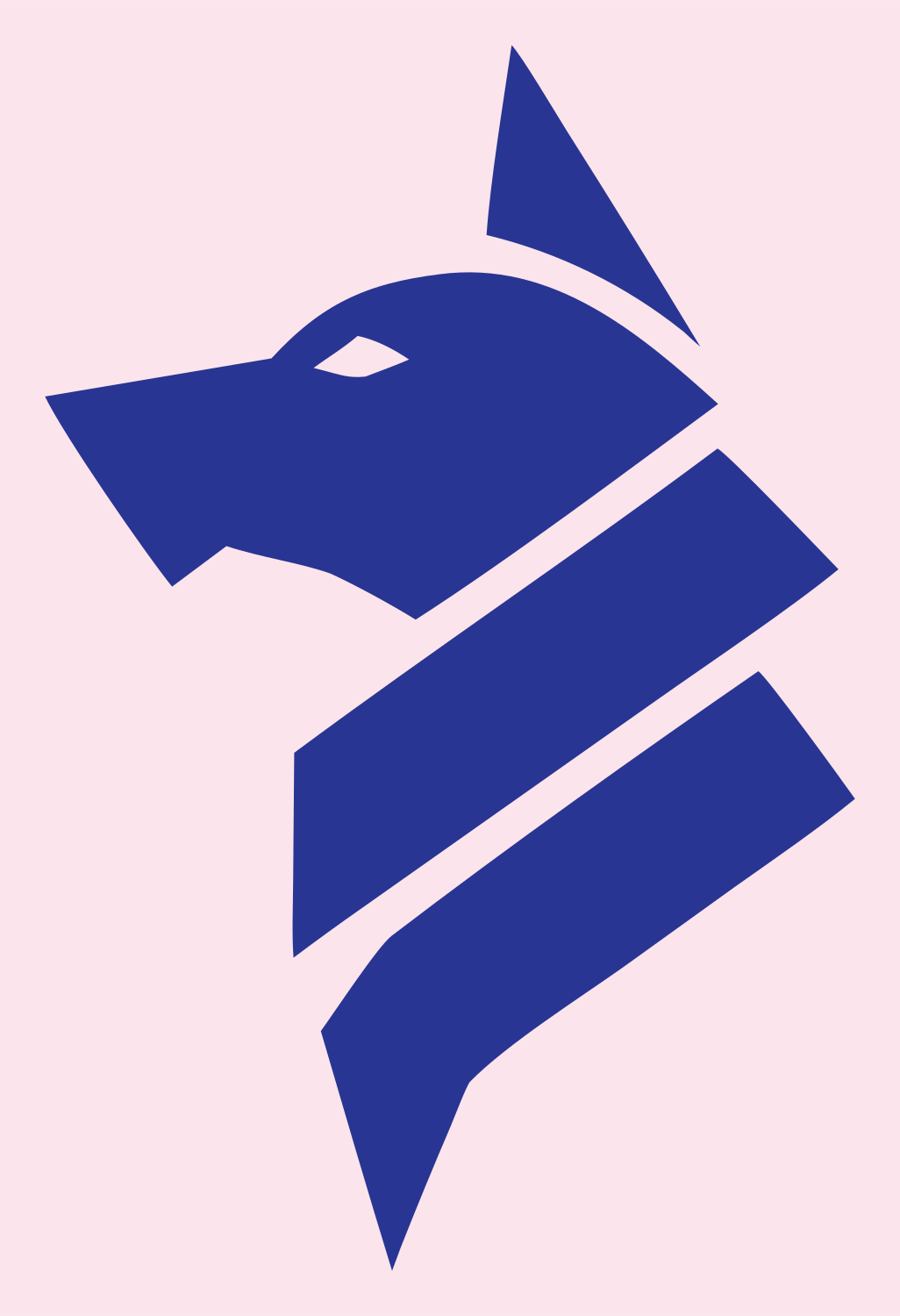 Sliced Layered Wolf Head Side Mark #fce4ec/#283593