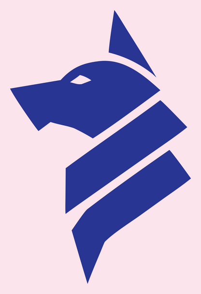 Sliced Layered Wolf Head Side Mark #fce4ec/#283593