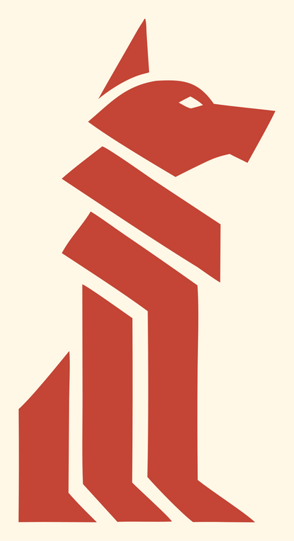 Geometric Wolf Sentinel Mark #fff8e7/#c44536