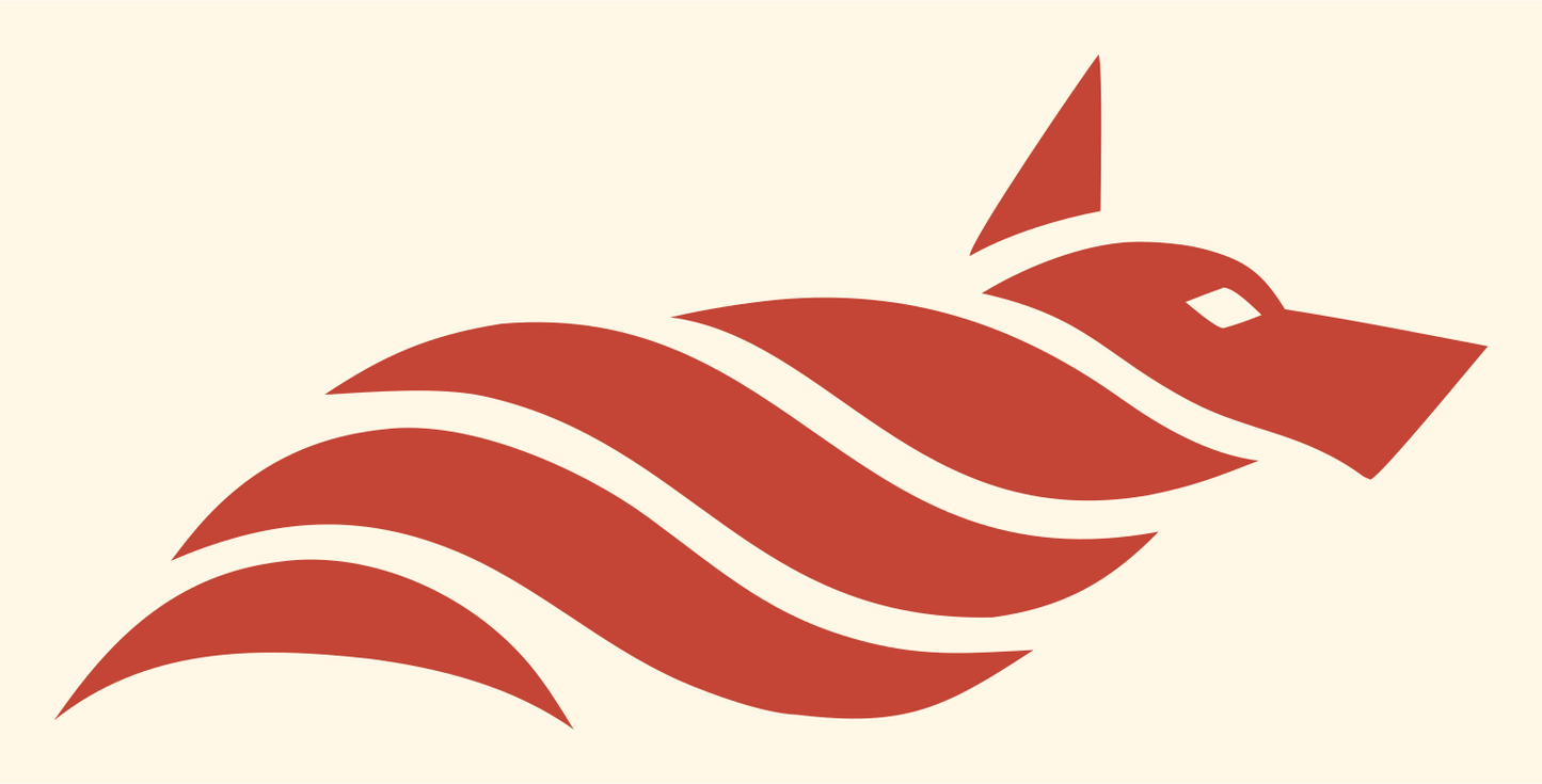 Layered Wave Body Running Wolf Mark #fff8e7/#c44536