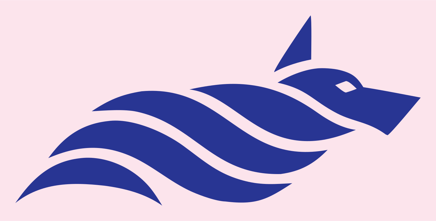 Layered Wave Body Running Wolf Mark #fce4ec/#283593