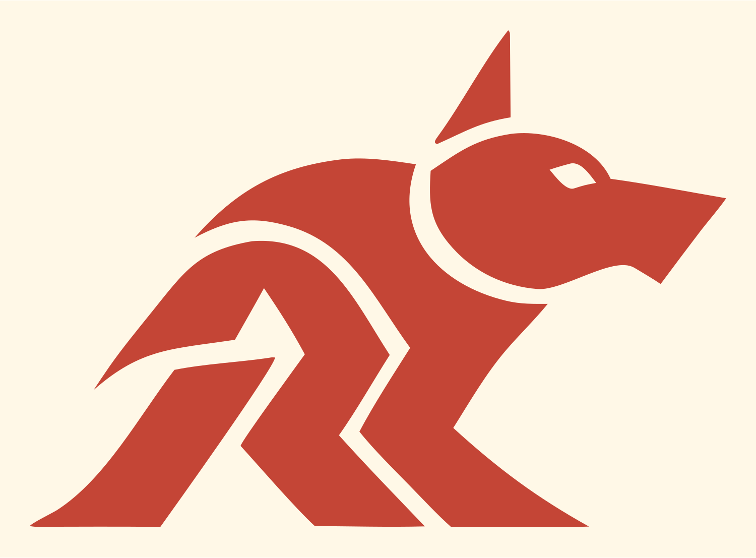 Layered Overlap Stalking Wolf Predator Mark #fff8e7/#c44536