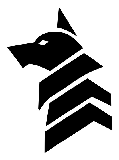 Layered Chevron Wolf Head Rank Mark #ffffff/#000000