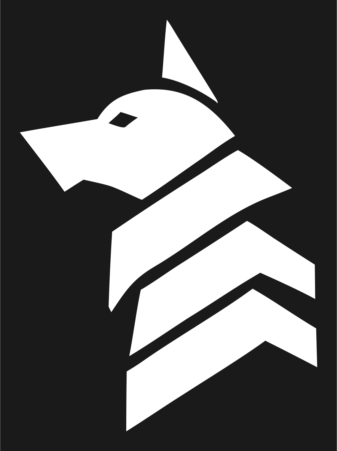 Layered Chevron Wolf Head Rank Mark #1a1a1a/#ffffff