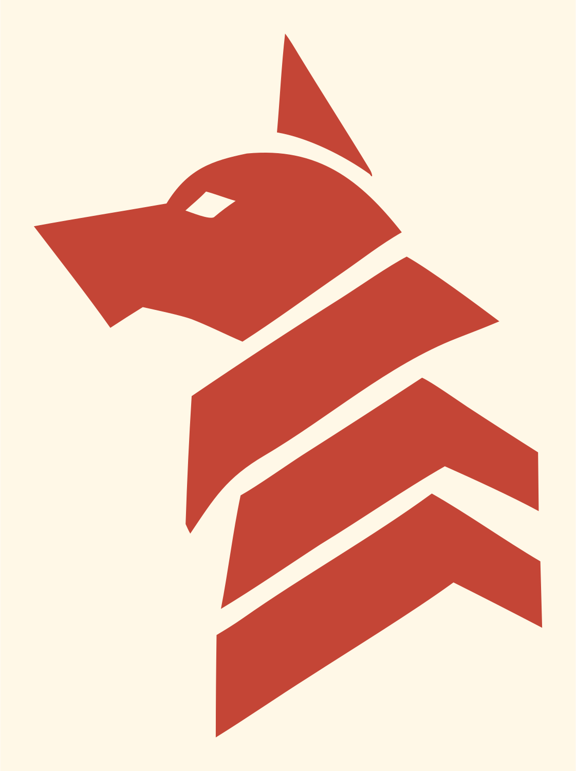 Layered Chevron Wolf Head Rank Mark #fff8e7/#c44536