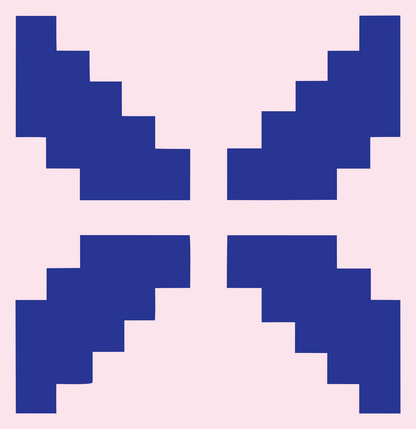 Pixel Art Spread Wing Fox Mark #fce4ec/#283593