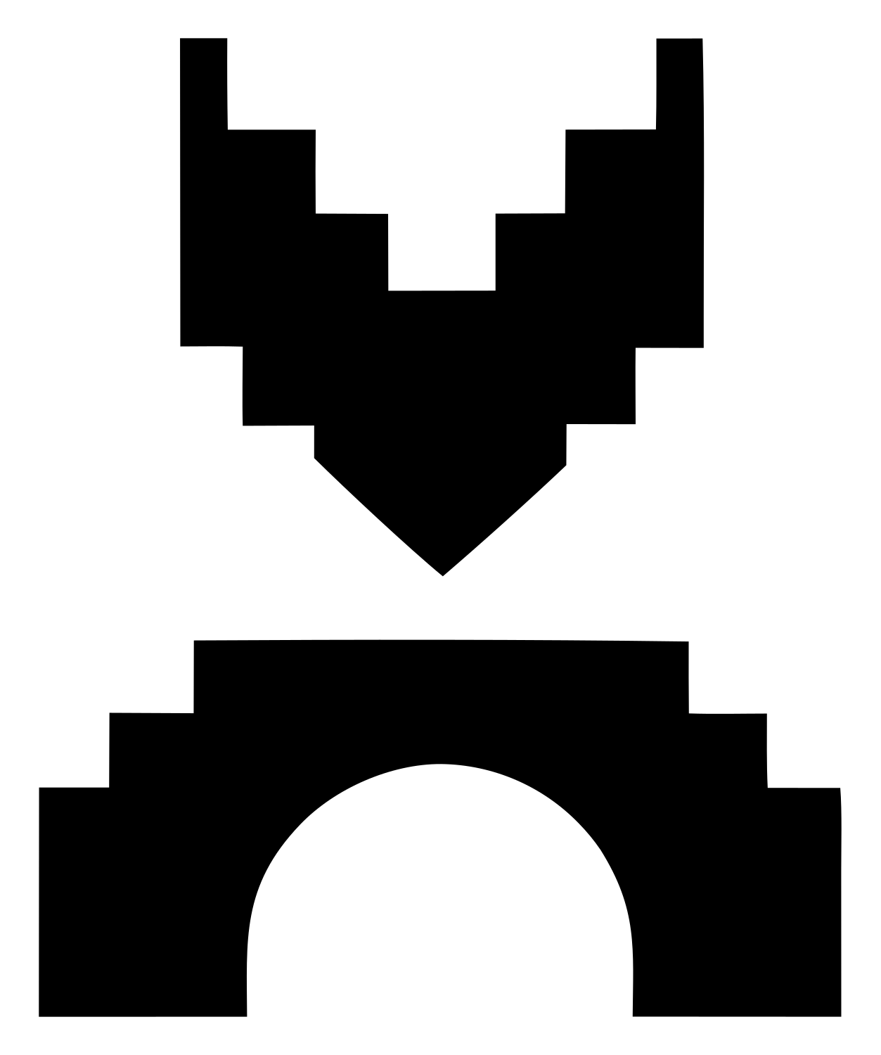 8-Bit Pixel Fox Mask Crest #ffffff/#000000