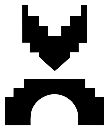 8-Bit Pixel Fox Mask Crest #ffffff/#000000
