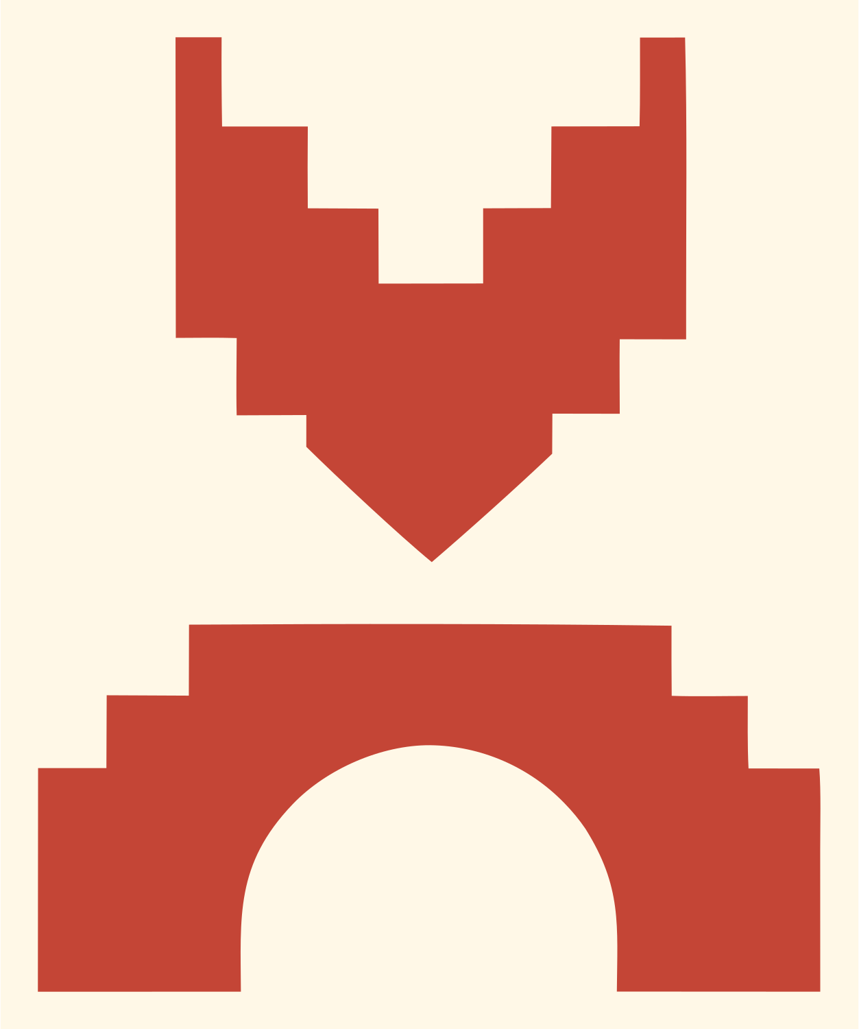 8-Bit Pixel Fox Mask Crest #fff8e7/#c44536
