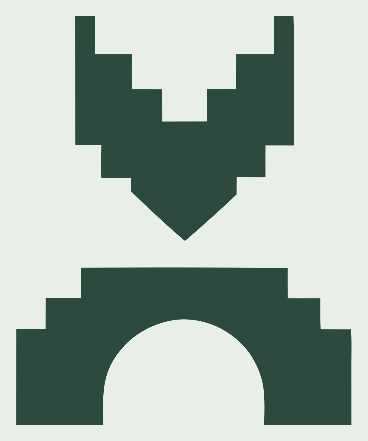 8-Bit Pixel Fox Mask Crest #e8efe9/#2d4a3e