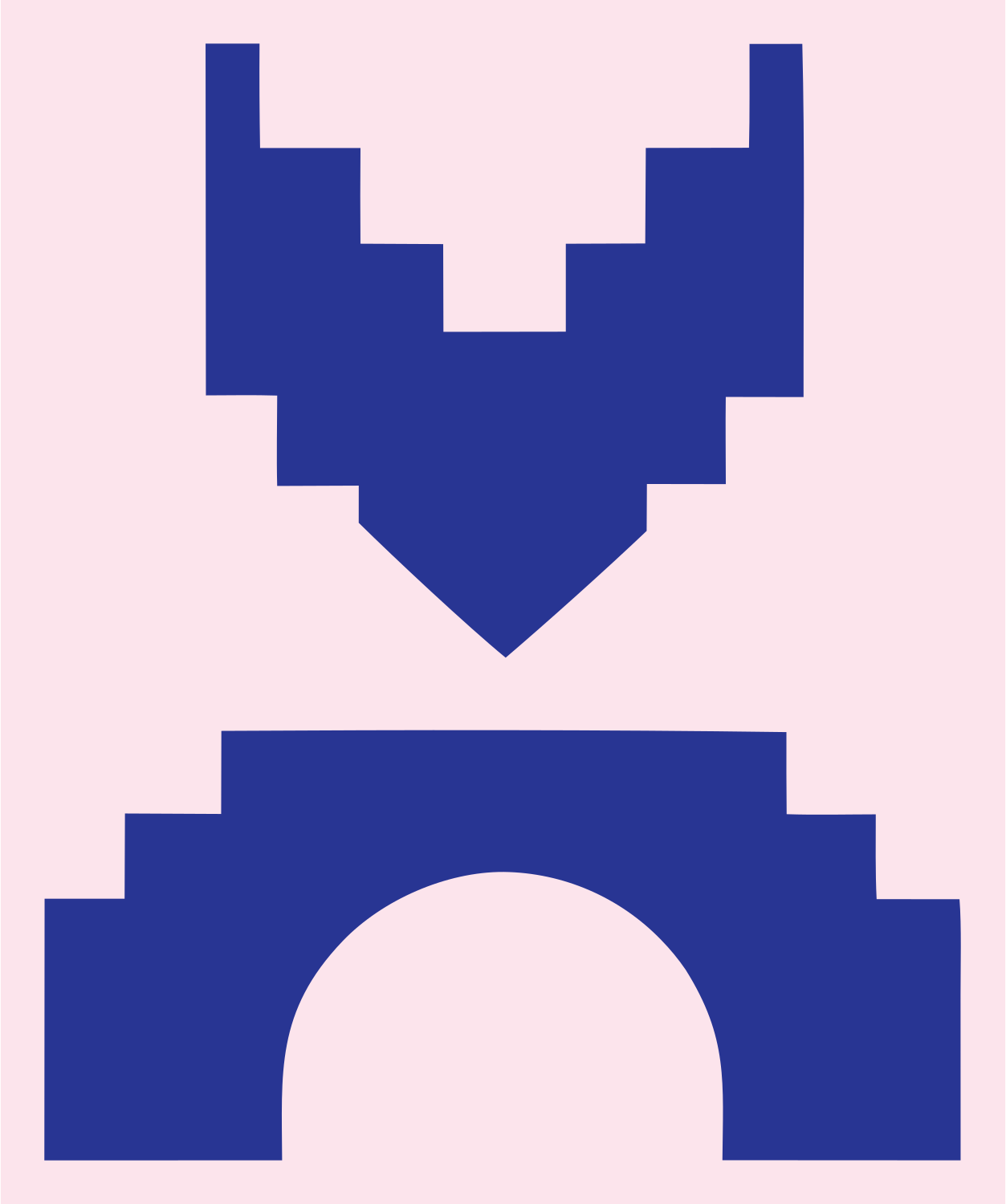 8-Bit Pixel Fox Mask Crest #fce4ec/#283593