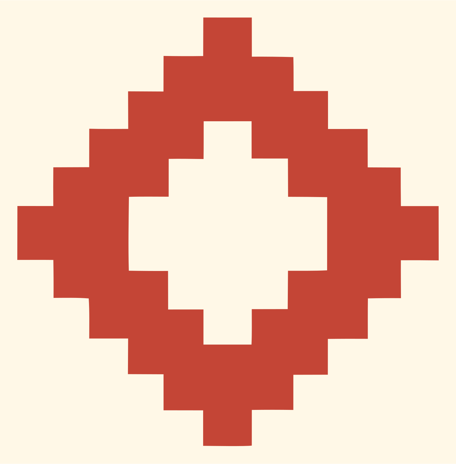 Pixel Art Diamond Fox Mark #fff8e7/#c44536