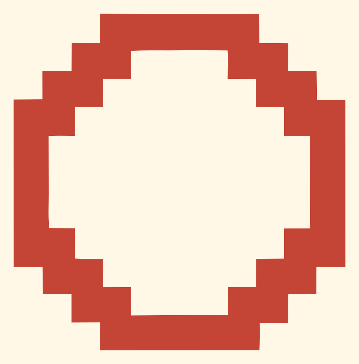 Pixel Art Circle Ring Fox Badge #fff8e7/#c44536