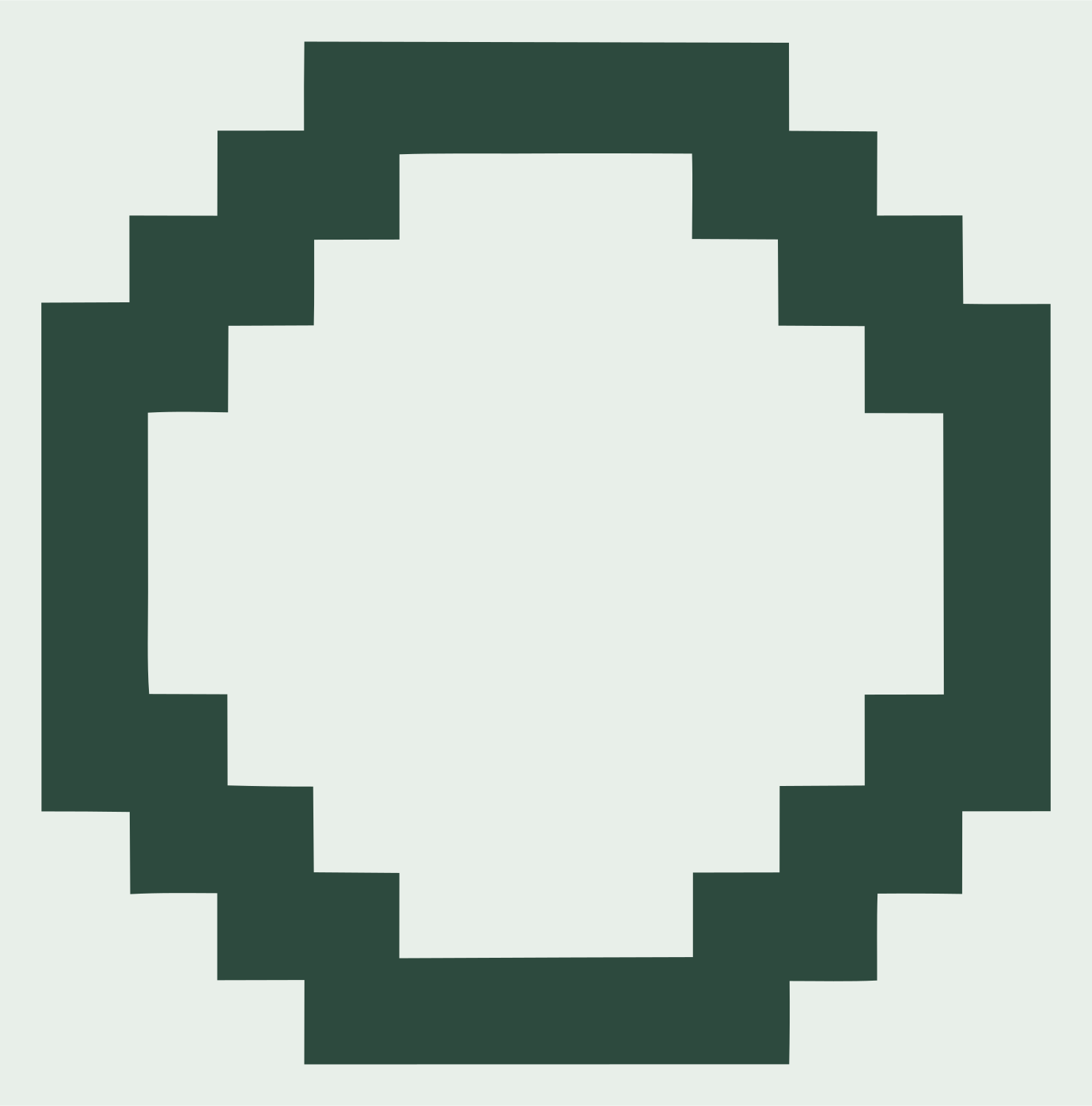 Pixel Art Circle Ring Fox Badge #e8efe9/#2d4a3e