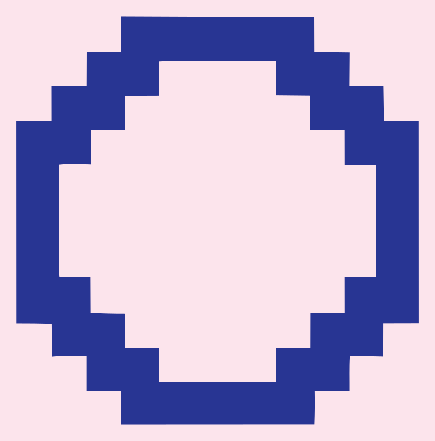 Pixel Art Circle Ring Fox Badge #fce4ec/#283593