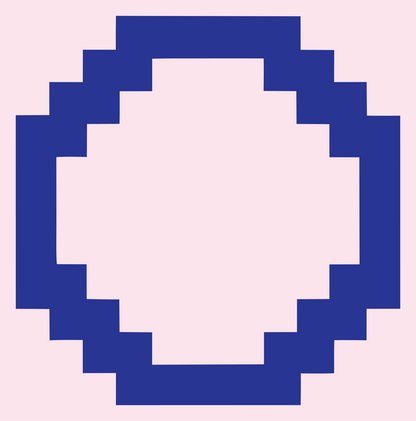 Pixel Art Circle Ring Fox Badge #fce4ec/#283593