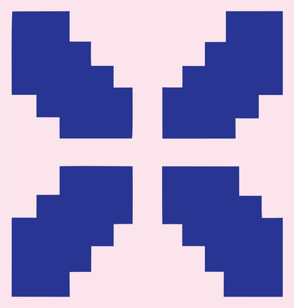 Pixel Art Blocky Fox Wings Mark #fce4ec/#283593
