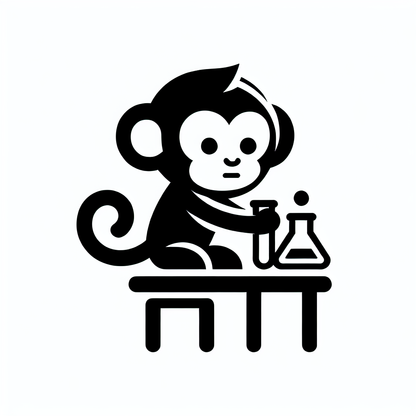 Monkey Scientist Cartoon Logo