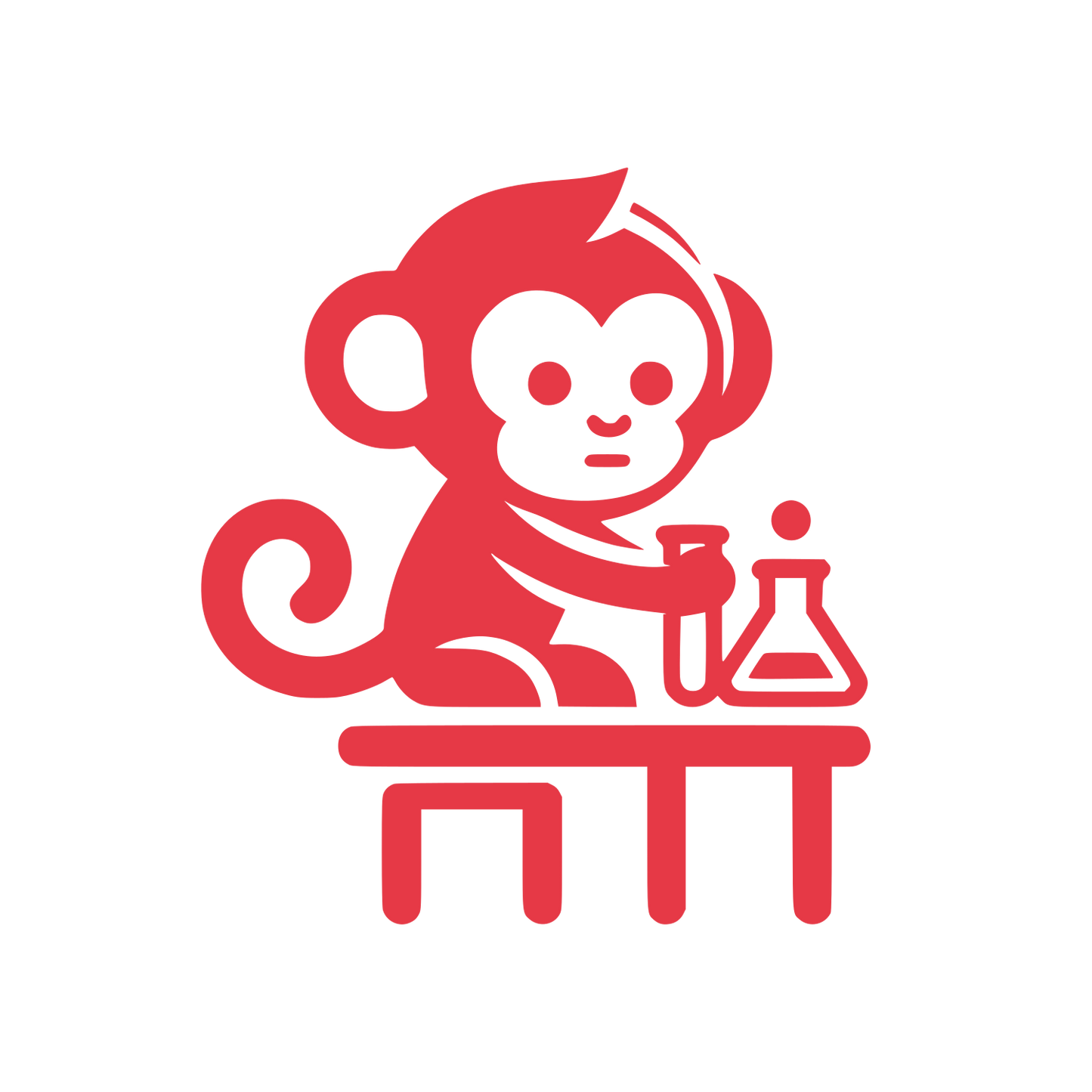 Monkey Scientist Cartoon Logo #E63946
