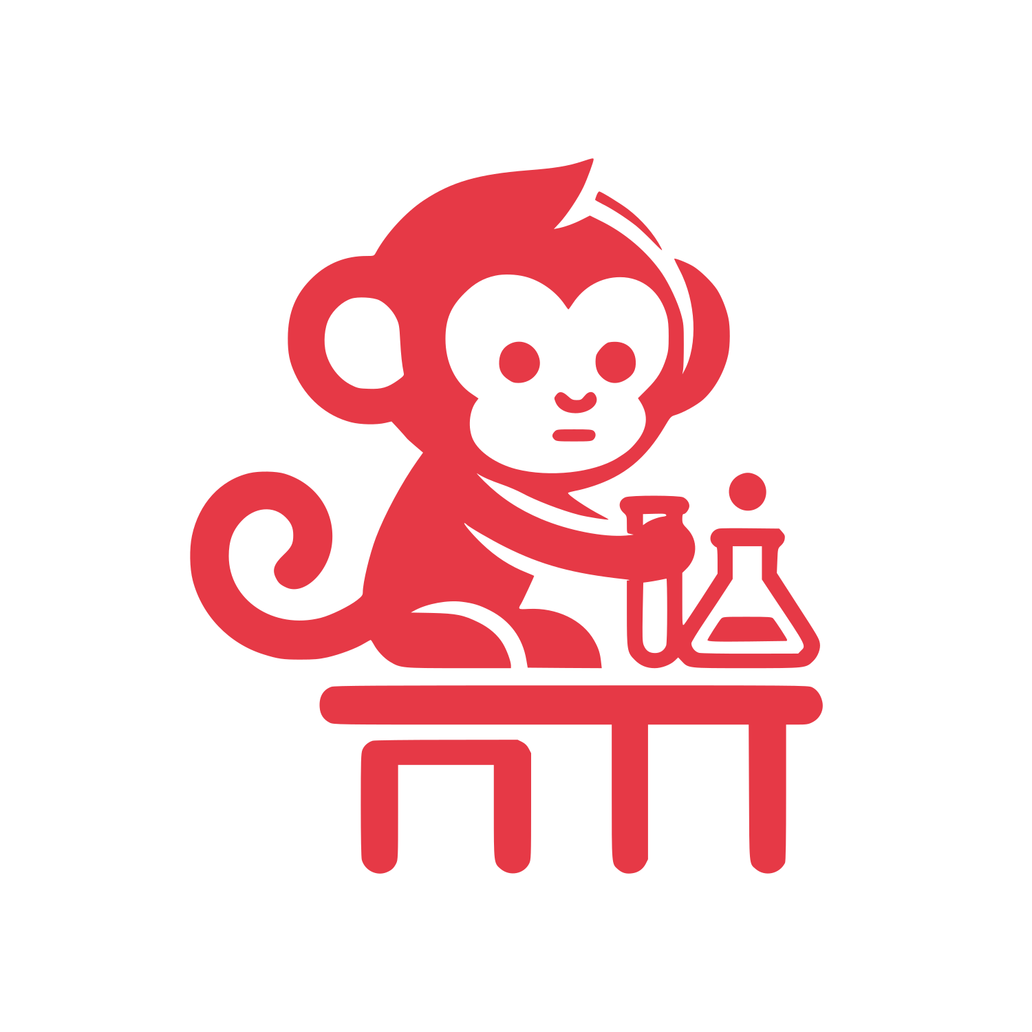 Monkey Scientist Cartoon Logo #E63946