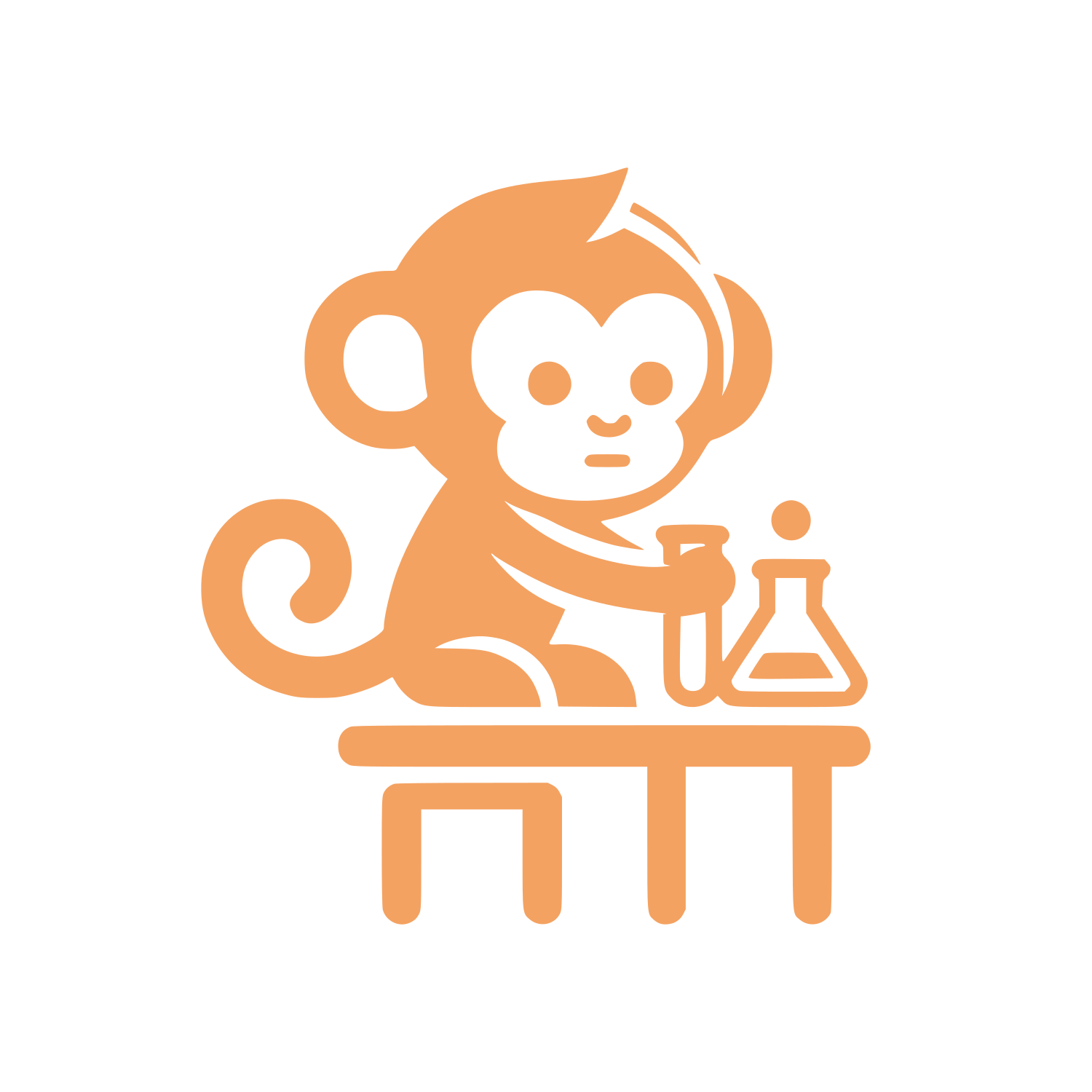 Monkey Scientist Cartoon Logo #F4A261