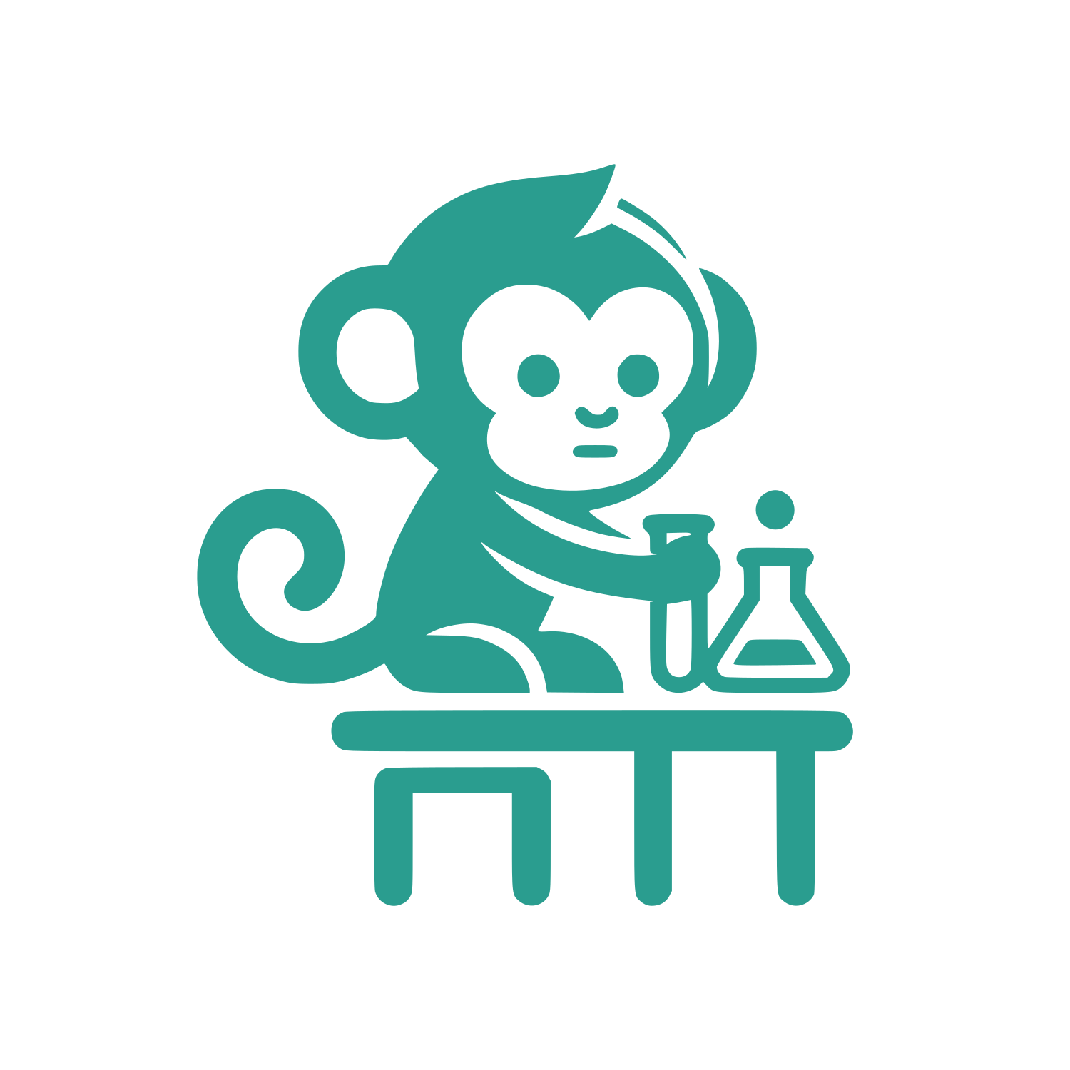 Monkey Scientist Cartoon Logo #2A9D8F
